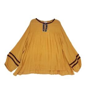 Hayden Los Angeles 3XL Boho Peasant Blouse  Flowy Tunic Top in Mustard Yellow 🌻